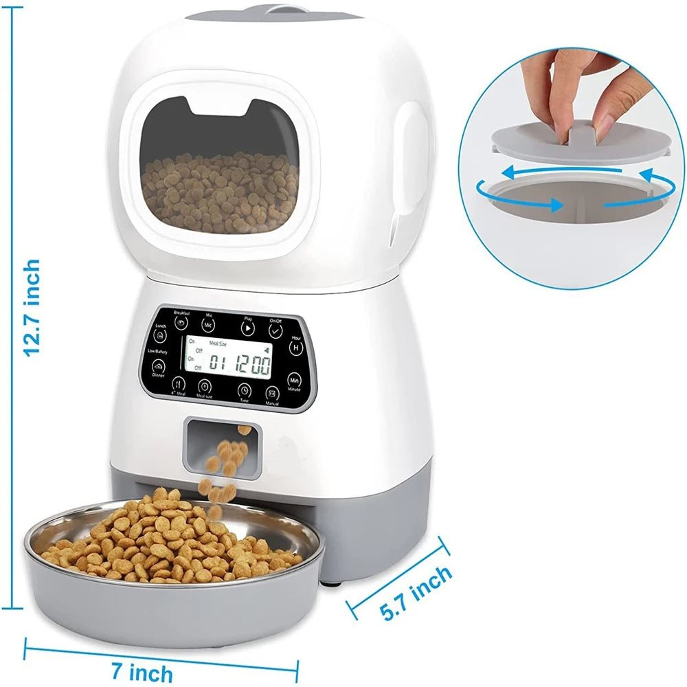 Distributeur automatique de nourriture pour animaux de compagnie de 3,5 L, distributeur intelligent de nourriture pour chats et chiens, bol en acier inoxydable, fournitures d'alimentation automatique pour animaux de compagnie