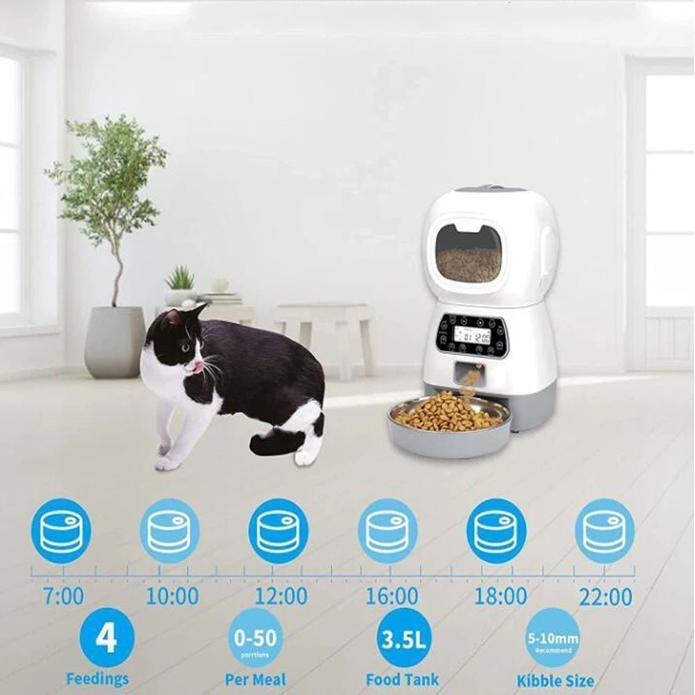 Distributeur automatique de nourriture pour animaux de compagnie de 3,5 L, distributeur intelligent de nourriture pour chats et chiens, bol en acier inoxydable, fournitures d'alimentation automatique pour animaux de compagnie