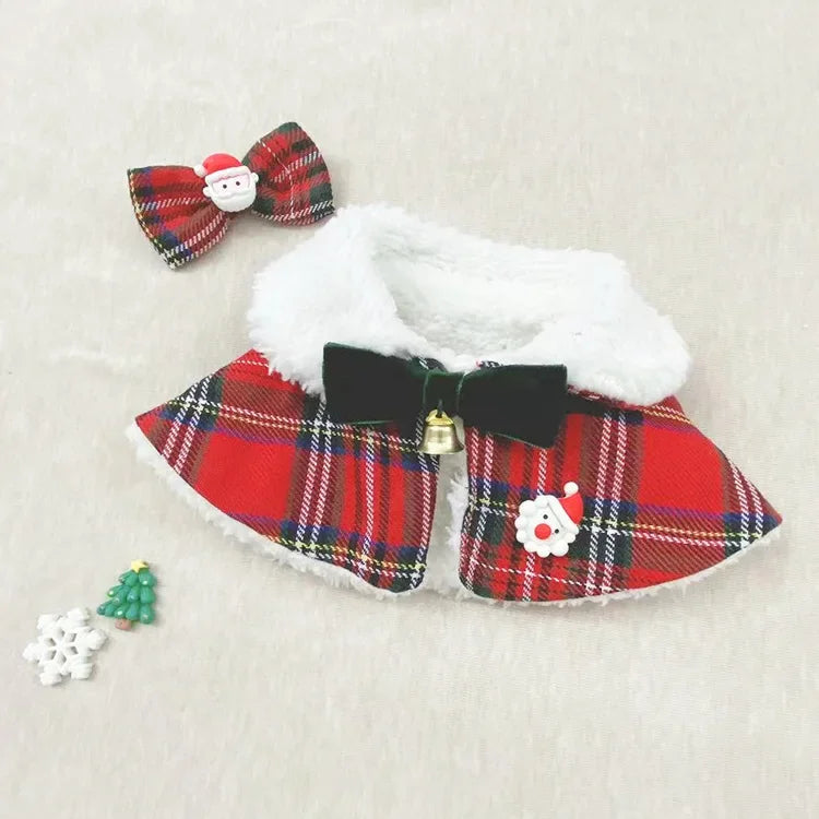 Dog Christmas Scarf Clothing Autumn/Winter New Year Pet Clothing Cat Shawl Necklace Teddy Maltese Dog Puppy Cloak Pet Clothes