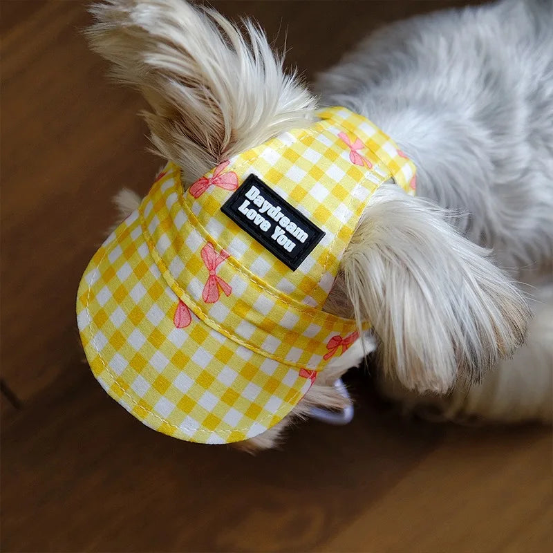 Pet Dog Cat Cute Hat Summer Sunshade Baseball Cap with Ear Holes Sun Hats for Teddy Yorkshire Small Medium Large Dogs