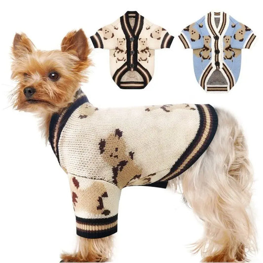 Pull pour chien de compagnie pour petits chiens de taille moyenne chiot chat ours motif cardigan manteau chihuahua yorkshire vêtements tenue costume pour chien