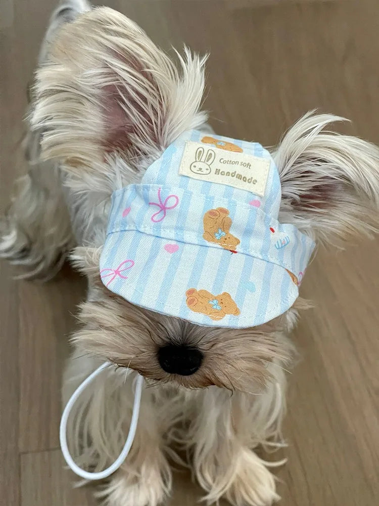 Pet Dog Cat Cute Hat Summer Sunshade Baseball Cap with Ear Holes Sun Hats for Teddy Yorkshire Small Medium Large Dogs