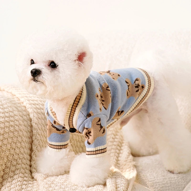 Pull pour chien de compagnie pour petits chiens de taille moyenne chiot chat ours motif cardigan manteau chihuahua yorkshire vêtements tenue costume pour chien