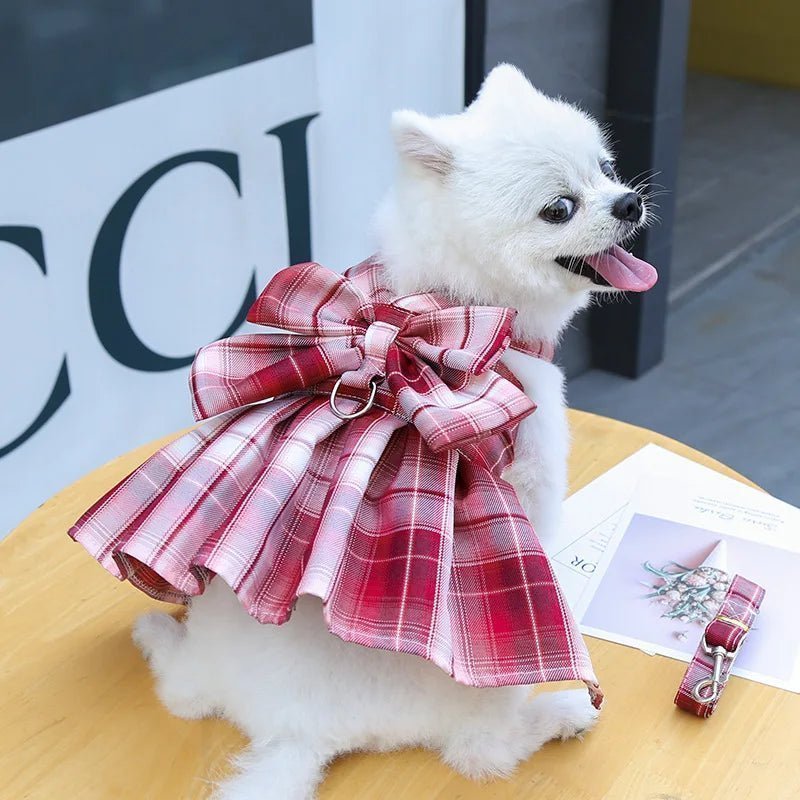 Ensemble harnais et laisse pour chien avec nœud et jupe JK mignonne, harnais pour animaux de compagnie réglable pour petits et moyens chats et chiens, robe tutu de princesse, vêtements, harnais et gilet