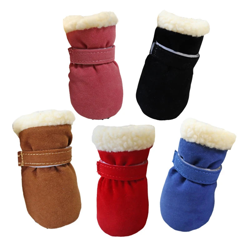 Lot de 4 chaussures d'hiver épaisses et chaudes pour chien,antidérapantes, imperméables