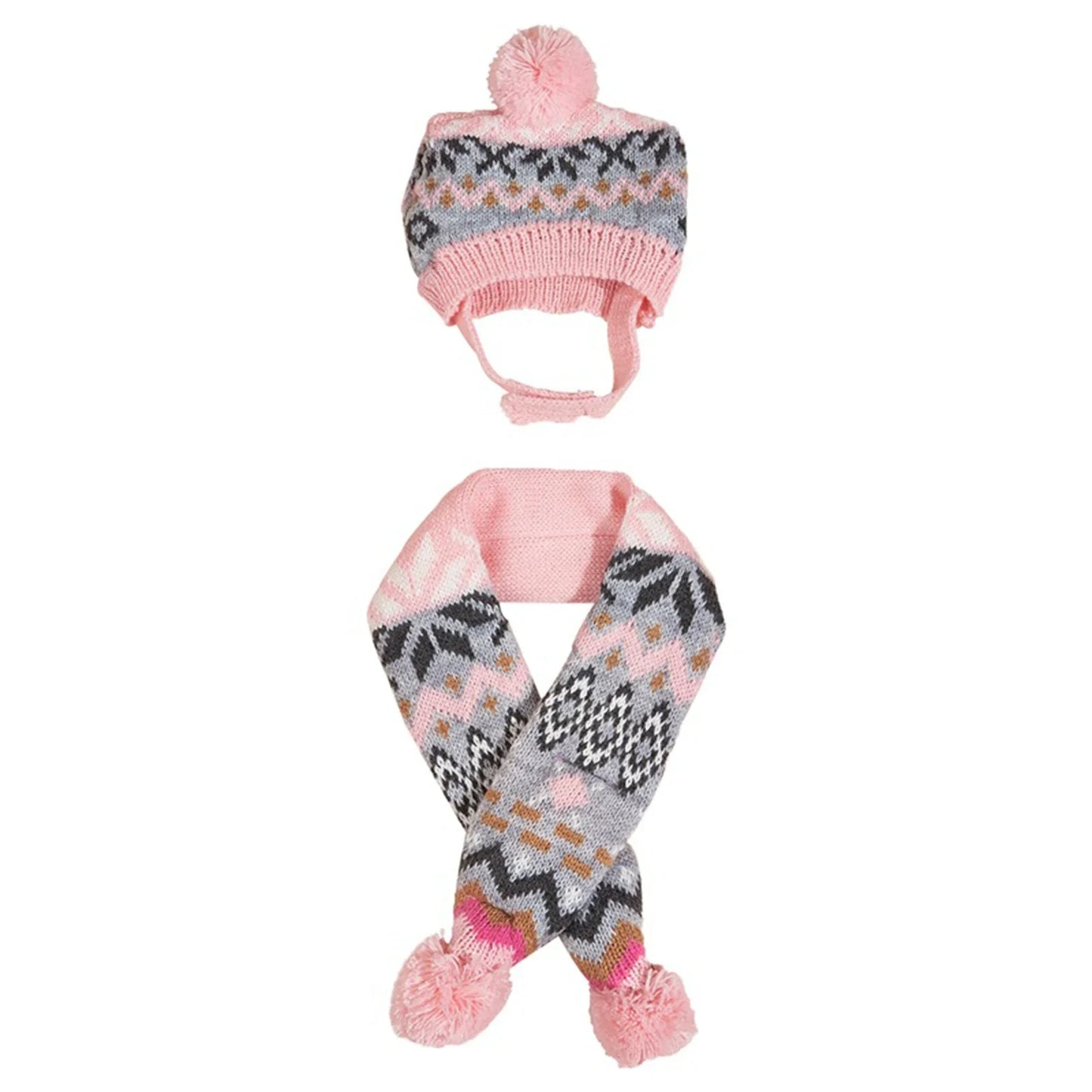 Pet Scarf Hat Set Christmas Pet Clothes Diamond Pattern Plush Ball Knitted Beanie Scarf Pet Accessories for Cat Dog