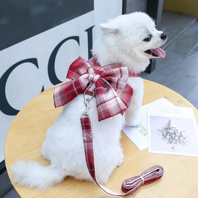 Ensemble harnais et laisse pour chien avec nœud et jupe JK mignonne, harnais pour animaux de compagnie réglable pour petits et moyens chats et chiens, robe tutu de princesse, vêtements, harnais et gilet