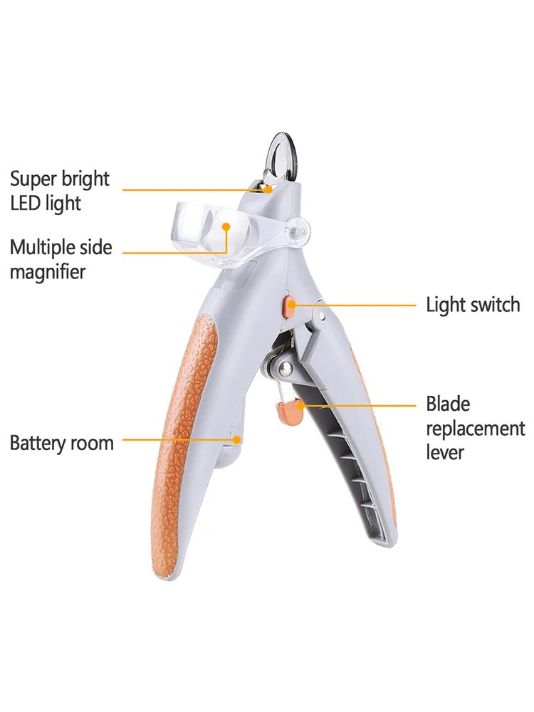 Coupe - ongles pour animaux de compagnie avec lumières LED en acier inoxydable. Tondeuses pour chiens et chats Outils de toilettage et de nettoyage pour animaux de compagnie. - Élifa