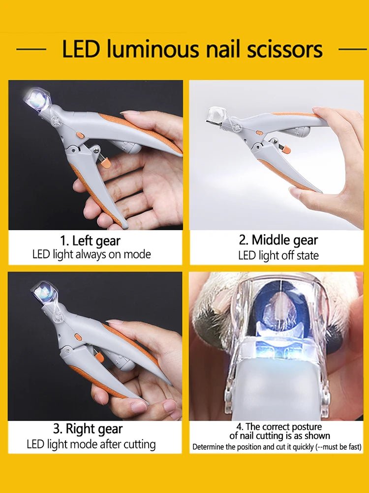 Coupe - ongles pour animaux de compagnie avec lumières LED en acier inoxydable. Tondeuses pour chiens et chats Outils de toilettage et de nettoyage pour animaux de compagnie. - Élifa