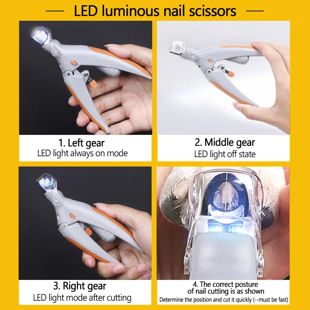 Coupe - ongles pour animaux de compagnie avec lumières LED en acier inoxydable. Tondeuses pour chiens et chats Outils de toilettage et de nettoyage pour animaux de compagnie. - Élifa