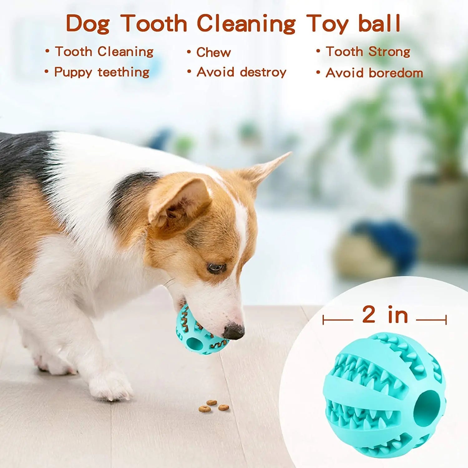 Jouets pour animaux de compagnie, balles élastiques pour nettoyer les dents, jouets à mâcher interactifs amusants pour chiens, balles en caoutchouc naturel qui fuient pour chiens de petite et moyenne taille - Élifa